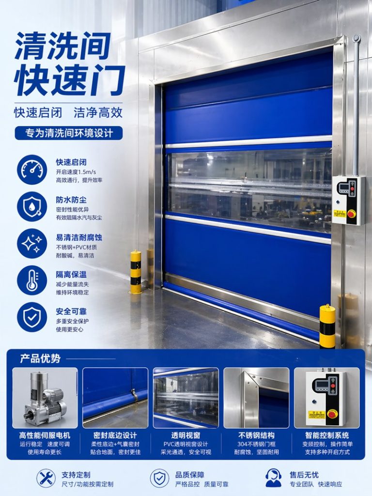 不锈钢防水快速门厂家｜南通清洗间高速卷帘门定制缩略图