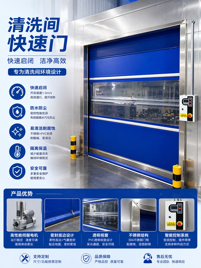 不锈钢防水快速门厂家｜南通清洗间高速卷帘门定制缩略图